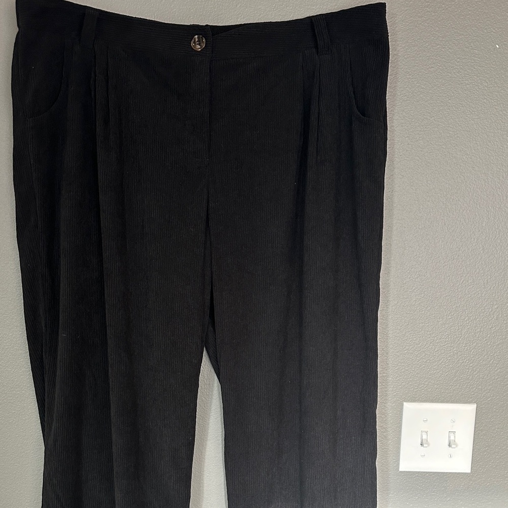 HALARA Elegant Black Wide Leg corduroy Pants